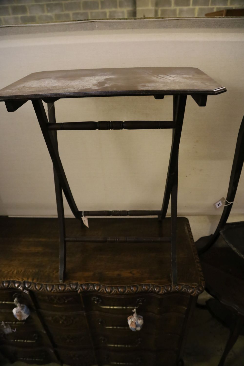 A late Victorian oval mahogany centre table, width 74cm, together with a folding table and a corner table